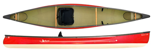 Swift Canoes Pack 13.8 Kevlar Fusion With Carbon Kevlar Trim -  Ruby/Champange Canoe With Kayak Style Seat & Backrest