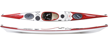 Norse Bylgja Cheap Greenland Inspired Composite Sea Kayak For Larger Paddlers In White & Red