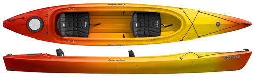Perception Prodigy II 14.5 Tandem Touring Kayak With Large Open Cockpit Sunset