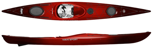 Wavesport Hydra Playful Touring & Sea Surf Kayak For Sale Cherry Bomb, Black & Red