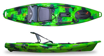 Feelfree Moken 10 Lite V2 Stable Sit On Top Fishing Kayak Green Flash EZ Rider Metal Frame Seat