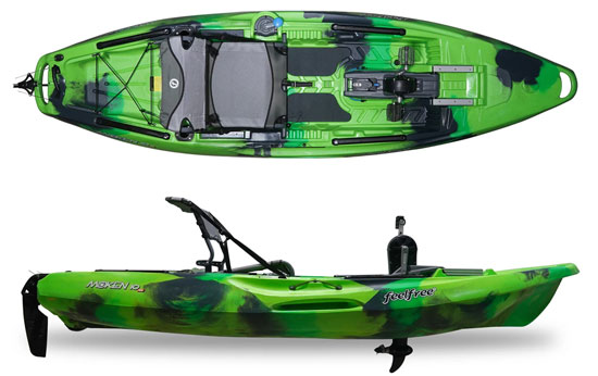 Feelfree Moken 10 PDL Stable Fishing Kayak with Rapid Pedal Drive & EZ Rider Seat - Green Flash