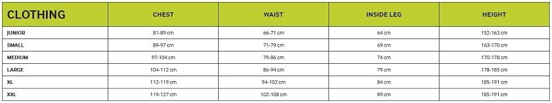 Yak Clothing Size Guide For Canoeing and Kayaking Gear