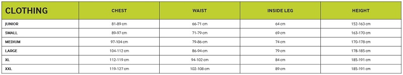 Yak Clothing Size Guide For Canoeing and Kayaking Gear