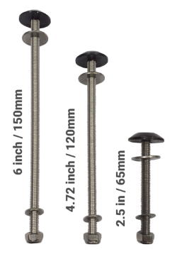 Open Canoe Individual Bolt Kit For Seats, Yokes and Thwarts Including Nuts Bolts Washer and Gunwale Washer