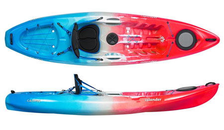 Islander Calypso Sport All Round Sit On Top Kayak Perfect For Beach Days Blue White Red Topaz