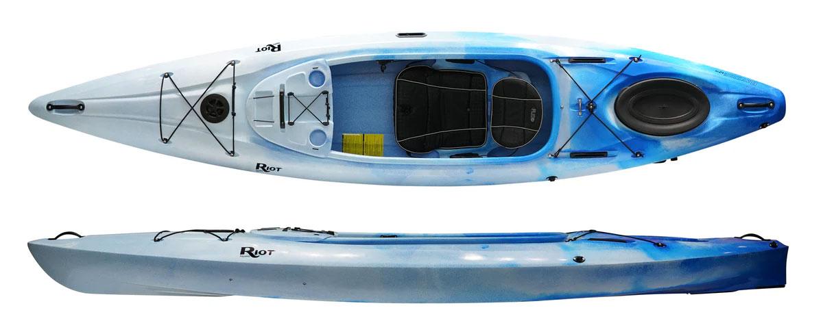 Riot Bayside 12 LV Big Cockpit Touring Kayak With Drop Down Skeg