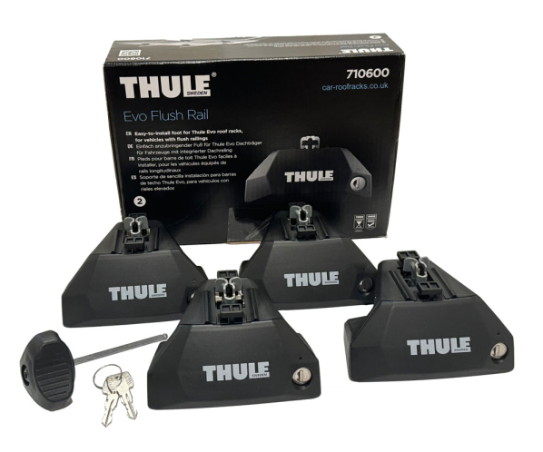 thule 7106 Foot Pack, mounts thule evo roof racks to vehicles with flush roof rails, fitting kit required