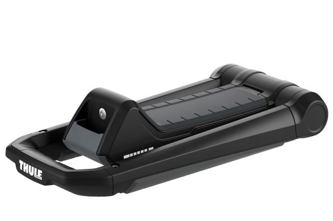 Thule's 849 Hull A Port Aero J-Cradle Kayak Carrier Folded Flat Ideal For Garage Parking When Not In Use