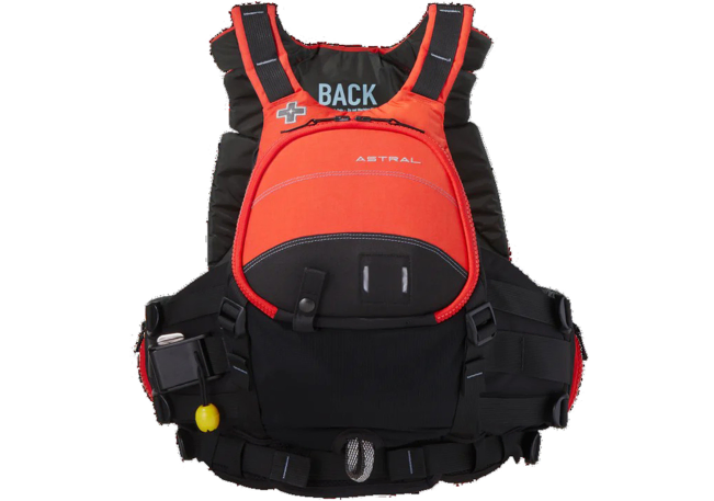 Astral Green Jacket - Flame Orange, Whitewater Rescue Spec Buoyancy Aid/ PFD With Harness