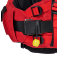 Astral Indus In Red Orange Pictured Close Up Showing The Quick Release Side Harness Buckle