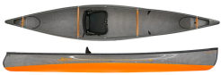 Swift Canoes Cruiser 12.8 Lightweight Solo Pack Boat Kevlar Fusion With Carbon Kevlar Trim -  Carbon Innegra H-Weave Granite with Carbon Kevlar Trim and High Back Seat