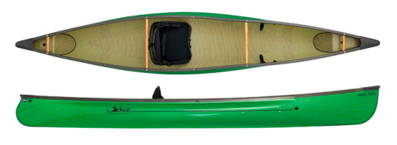 Swift Canoes Cruiser 13.8 Kevlar Fusion Carbon Kevlar Trim Emerald Canoe Including Kayak Style Seat and Backrest For Sale Norfolk Canoes UK