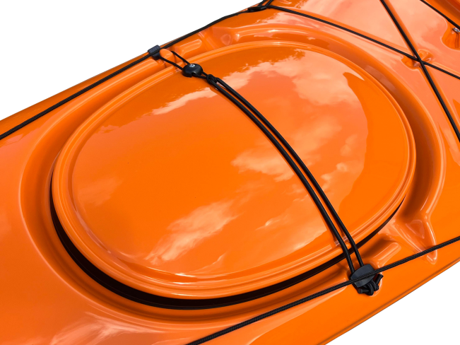 Delta Kayaks 12.10 Lightweight Touring Kayak Rear Oval Storage Hatch Secured Closed 