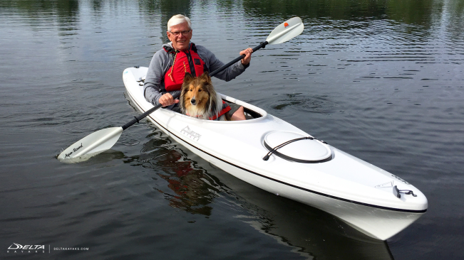 Delta Kayaks 12AR, Lightweight Large Cockpit Hybrid Hull Touring Kayak With Dog