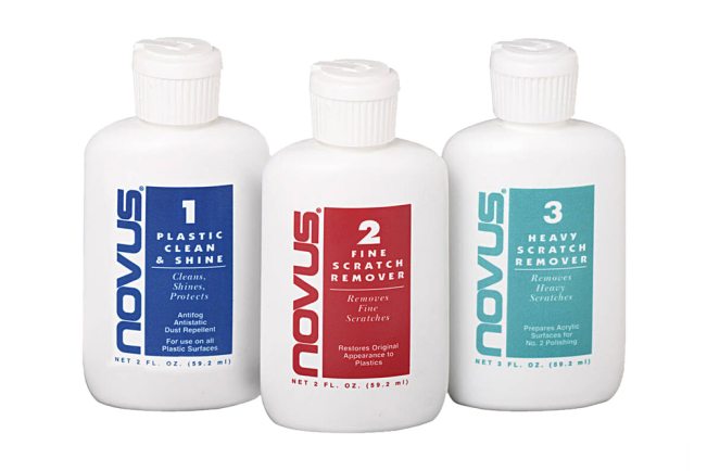 3 part refinishing kit for abs plastics and delta kayaks, removes scratches and leaves a lustrous shine