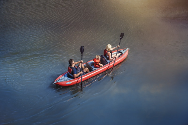 On The Water In The Guomtex Thaya Performance Inflatable Kayak With The Family