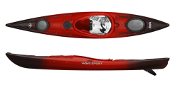 Wave Sport Hydra 125 Short Touring & Surfing Playful Sit In Kayak In Cherry Bomb Black and Red For Sale Norfolk Canoes UK