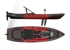 Vibe Kayak Makana 100 - X-Drive Pedal Fin Drive Fishing Sit On Top Kayaks. For Sale At Norfolk Canoes UK Tsunami Red