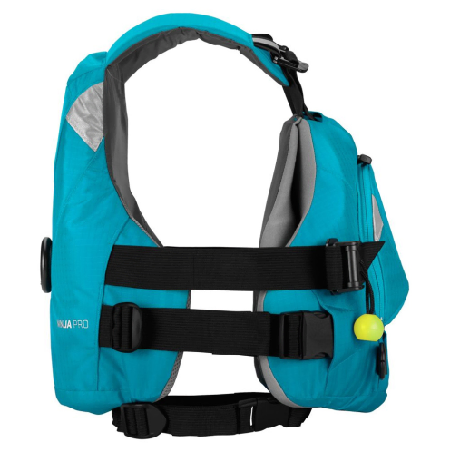 Side On View Of The NRS Ninja Pro In Aqua Showing Side Clip Entry 
