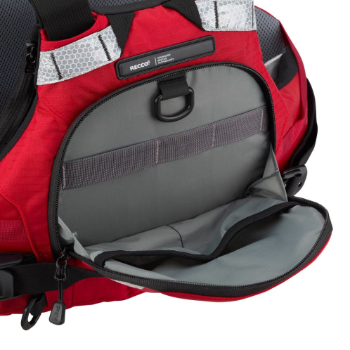 NRS Vector Buoyancy Aid With The Large Clamshell Front Pocket Open, Showing Internal Pockets And Attachment Points