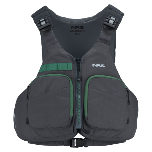 NRS Wrangler High-Backed Fishing PFD Charcoal On Sale At Norfolk Canoes 