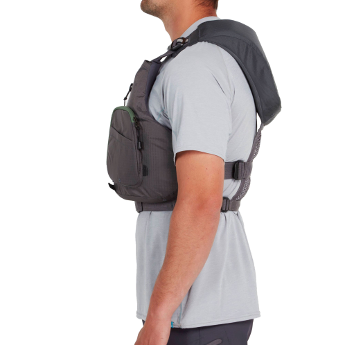 NRS Wrangler High-Backed Charcoal Grey PFD Side View On Sale At Norfolk Canoes 