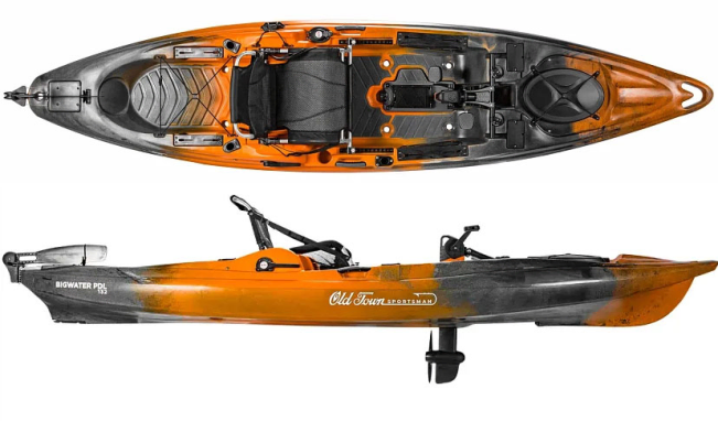 Old Town Bigwater 132 PDL Fishing Sit On Top Pedal Driver Kayak Ember Colour On Sale At Norfolk Canoes  