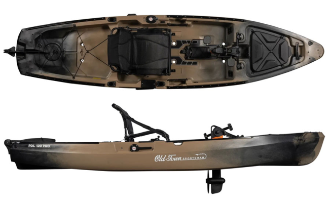 Old Town Sportsman 120 PDL Pro - Desert Camo Sierra Fishing Pedal Drive Sit On Kayaks For Sale At Norfolk Canoes