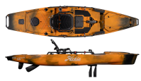 Hobie Mirage Pro Angler 14 Sunrise Orange and Black Camo  Pedal Drive Kayak Fishing Sit On Top