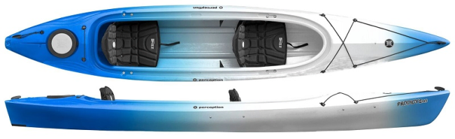 Perception Prodigy II 14.5 2 Person Sit Inside Touring Kayak With A Large Open Cockpit