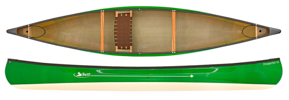 Swift Canoes Prospector 14 Kevlar Fusion With Carbon Kevlar Trim - Green Emerald/Champagne