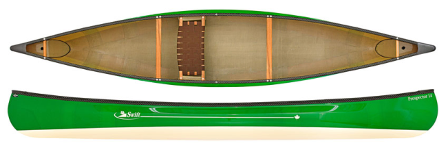 Swift Canoes Prospector 14 Kevlar Fusion With Carbon Kevlar Trim - Green Emerald/Champagne