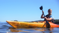 Riot Edge 13, Efficient Mid-Size Touring Kayak Paddling On Choppy Lake Waters