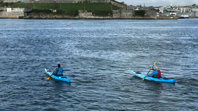 Riot Enduro 13's Paddling Together In A Choppy Estuary 