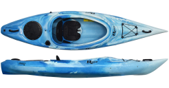 Riot Quest 10 Recreational 10 Foot Touring Kayak With A Large Open Cockpit In Blue And White