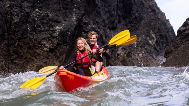 WaveSport Scooter XT Tandem Paddling In Choppy Coastal Waters