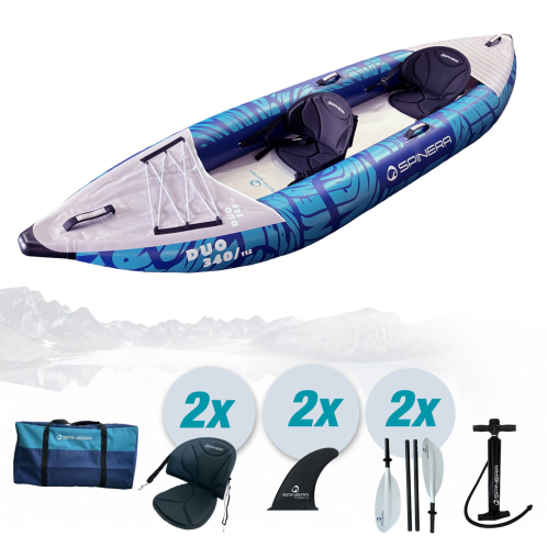 Spinera Duo 340 Inflatable Kayak With Drop Stitch Floor Package With Paddles, Pump & Seats  On Sale At Norfolk Canoes 