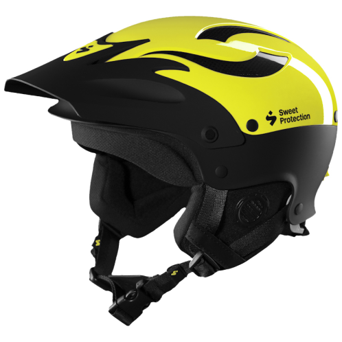 Sweet Rocker HC Kayaking Helmet With Max Protection Visor & Ear Padding Protection Limelight Yellow