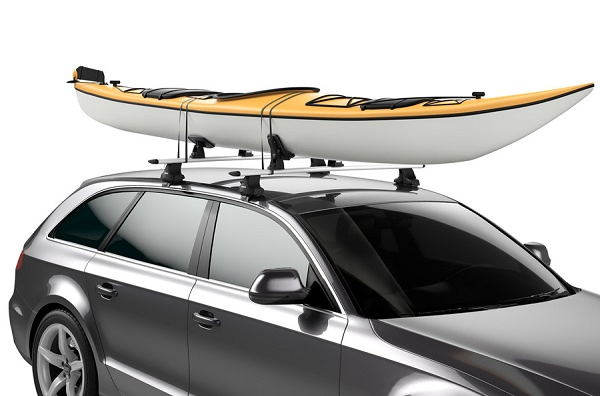Thule DockGlide 896 Adjustable Carrier For Sliding A Kayak On A Car Roof Safely