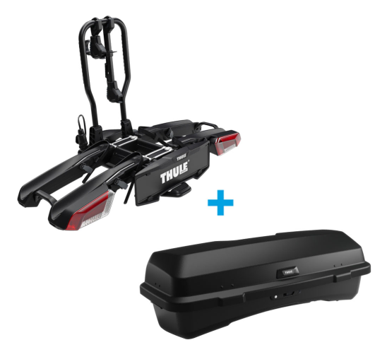 Thule Easyfold 2 BIke Carrier With Santu Tow Bar Cargo Box Package For Sale At Norfolk Canoes