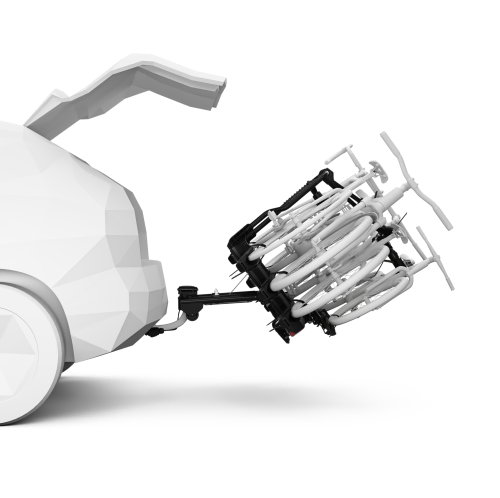 Thule EasyFold 3 - 3 Bike Carrier, Tilted to gain Boot Access With EasyFold 3 Bike Add On Fitted