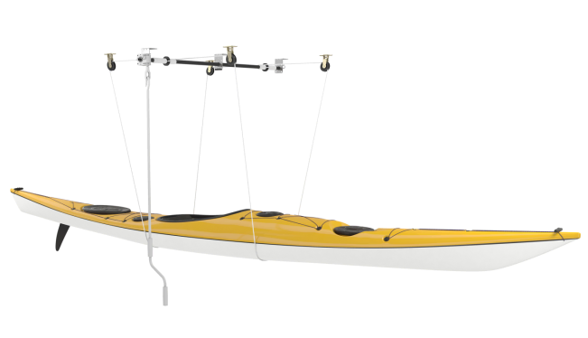 Thule MultiLift Pulley Ceiling Mounted Storage With A Kayak Mounted
