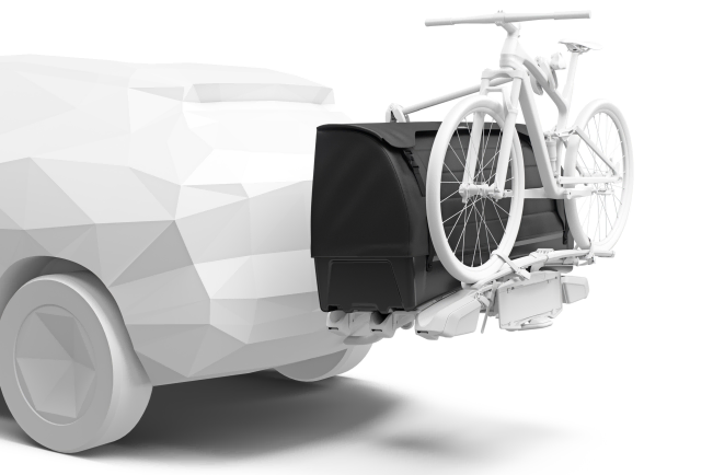 Thule Onto 2 Mounted On Easyfold 3 3-Bike Carrier With Bike Mounted On 4th Bike adapter