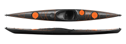 Design Kayaks Unplugged Entry Level Lightweight Sea Kayak Grey Storm Black With Orange Hatches For Sale At Norfolk Canoes UK