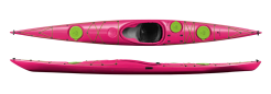 Design Kayaks Unplugged Starter Sea Kayak Pink With Green Hatches and Lines For Sale At Norfolk Canoes UK