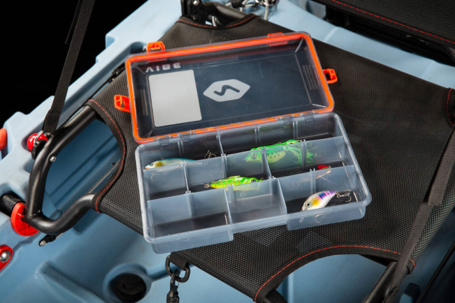 Vibe Kayaks Tackle Tray Open WIth Lures & Dividers For Sale At Norfolk Canoes 