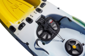 Viking Kayaks Hurricane Backrest Folded Flat Against The Kayak For Storage And Transportation