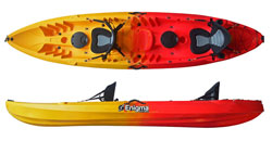 Enigma Kayaks Flow Duo Family 2 Person Sit On Top Kayak Cheap Starter Kit Package Flame