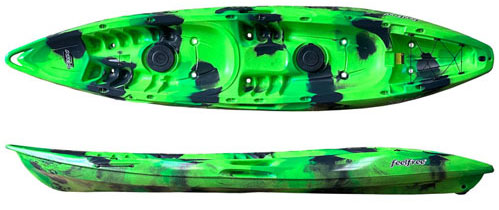 Feelfree Gemini Sport Family Tandem Double Sit On Top Kayak Green Flash Lime Camo Limited Edition Colour